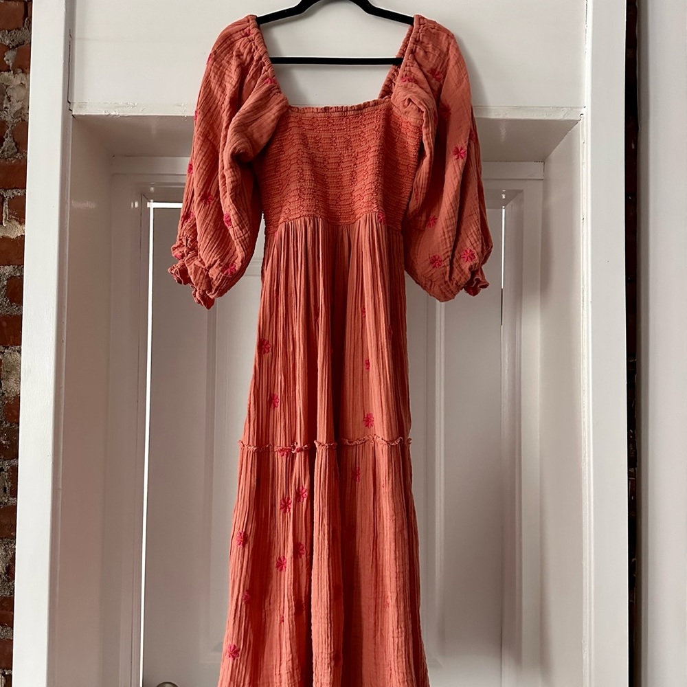 Free People dahlia embroidered maxi dress